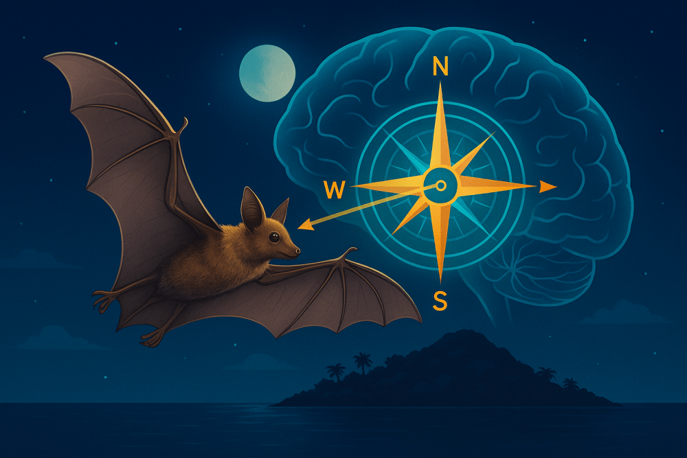 Head-direction cells as a neural compass in bats navigating outdoors